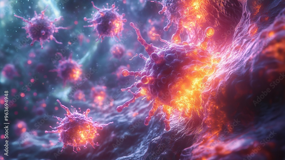 Fototapeta premium A great battle of bacteria and immunity in the stomach. Generative AI