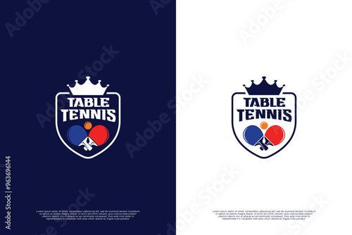 King tennis table championship logo design with shield emblem