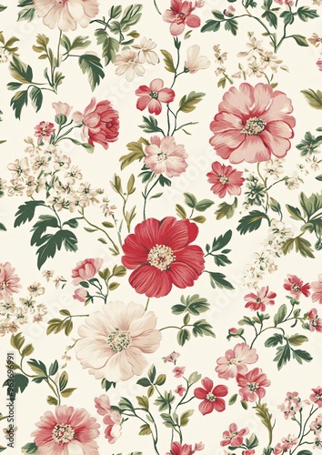 Wallpaper Mural Delicate Pink and White Floral Pattern Seamless Background Texture Torontodigital.ca