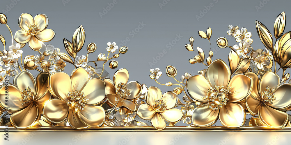 Golden flowers with delicate details. Golden flowers with delicate details.