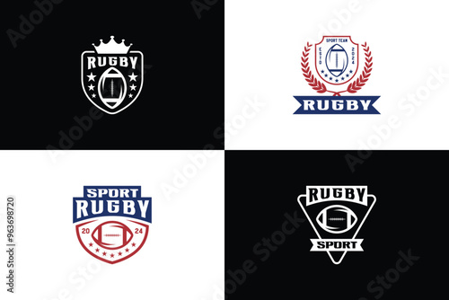 Set of american rugby emblem logo design