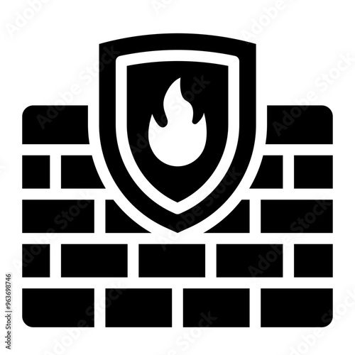 Firewall icon representing cybercrime protection and network defense against malware and hacking.