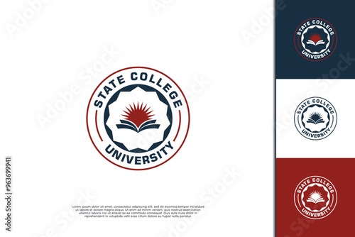 University round badge logo design. Educational emblem logo