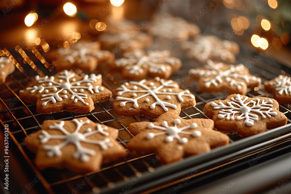 Detailed Close-Up of a Batch of Christmas Gingerbread Cookies Still Hot from the Oven Detailed Close-Up of a Batch of Christmas Gingerbread Cookies Still Hot from the Oven