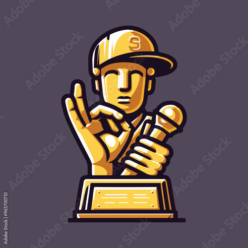 hip-hop rapper mic trophy award vector