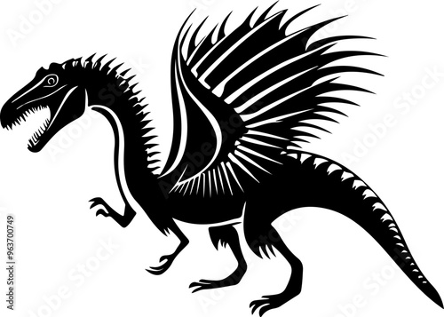 Silhouette of a Winged Dinosaur Illustration