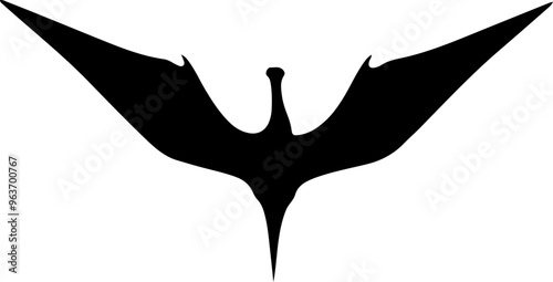 Stylized Black Bird Silhouette with Spreading Wings