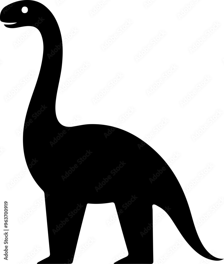 Silhouette of a Long-Necked Dinosaur in Black Silhouette of a Long-Necked Dinosaur in Black