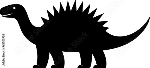 Silhouette of a Stegosaurus Dinosaur in Black
