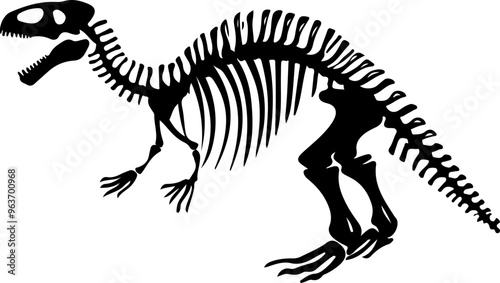 Silhouette of a Dinosaur Skeleton Illustration