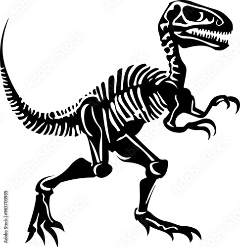 Silhouette of a Dinosaur Skeleton in Action Pose