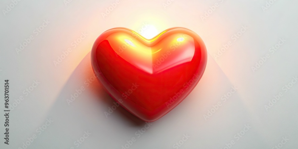 A heart emoji centered on a soft, white background, lit from above with a subtle gradient, its bright red color radiating warmth and energy. A heart emoji centered on a soft, white background, lit from above with a subtle gradient, its bright red color radiating warmth and energy.