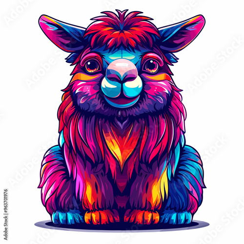 Llama. Vector illustration of a cute alpaca.