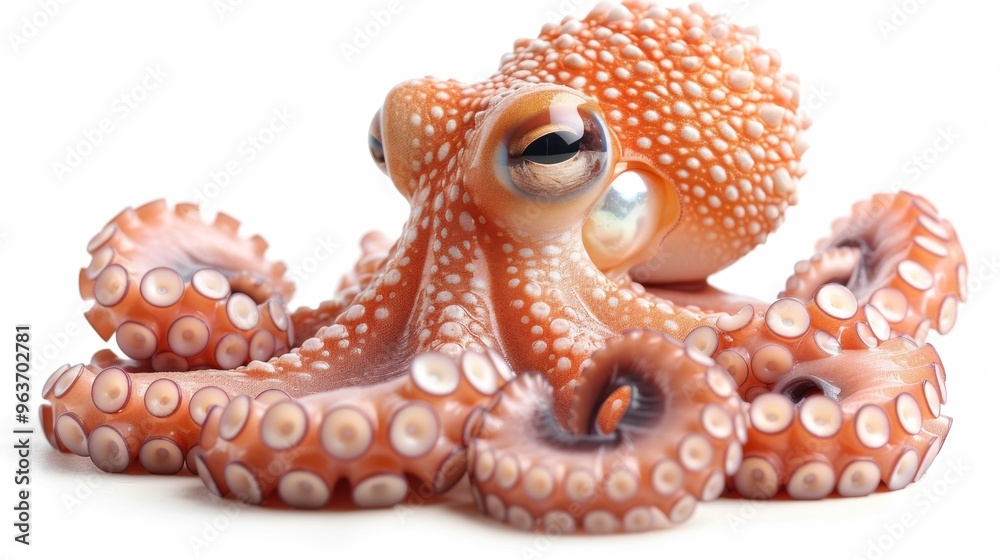 Elegant Octopus with Pearls on White Background Elegant Octopus with Pearls on White Background