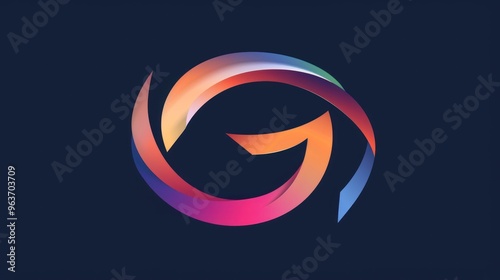 Abstract G logo with a streamlined, aerodynamic shape and gradient