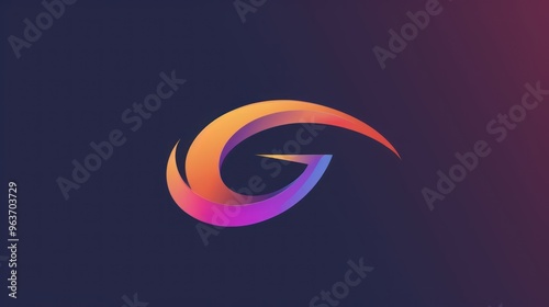 Abstract G logo with a streamlined, aerodynamic shape and gradient