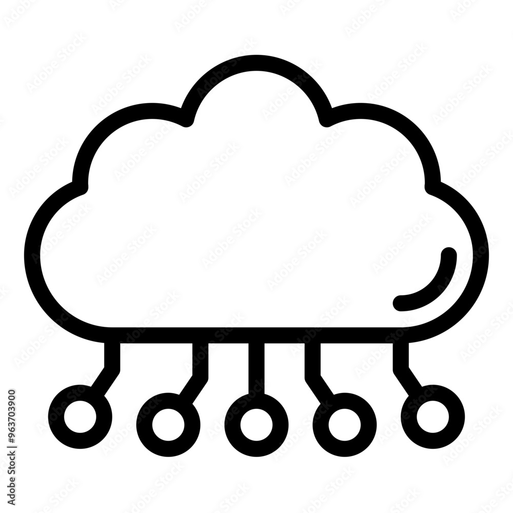 Cloud network icon representing data storage and cybercrime threats targeting servers. Cloud network icon representing data storage and cybercrime threats targeting servers.