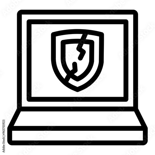 Unprotected laptop icon representing vulnerability to cybercrime and online attacks.