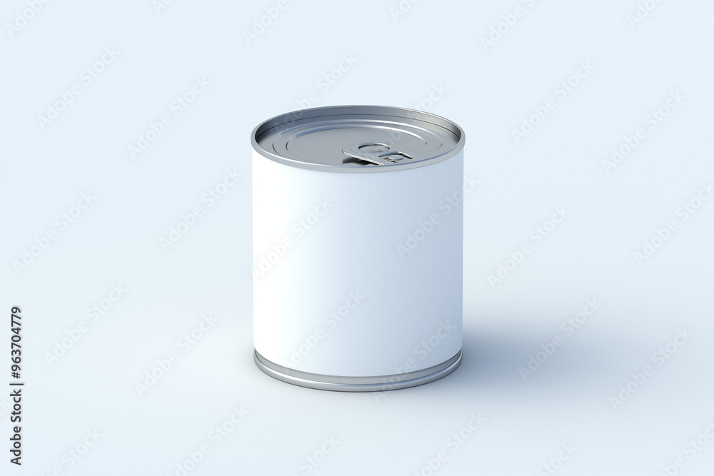 Tin with canned food on gray background. Cat, dog nutrition. Preserved vegetables. Reserve of provisions. Touristic meal. 3d render Tin with canned food on gray background. Cat, dog nutrition. Preserved vegetables. Reserve of provisions. Touristic meal. 3d render
