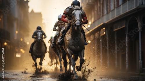 Horses racing at the Kentucky derby