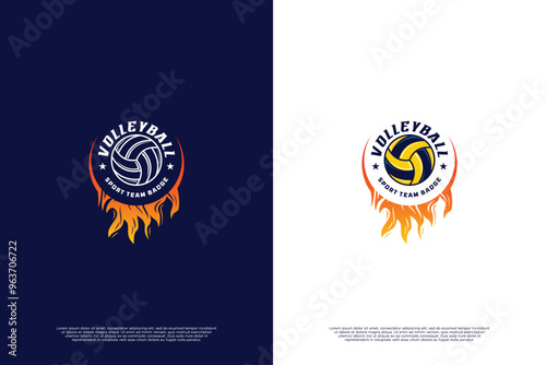 Volleyball tournament logo design with flaming