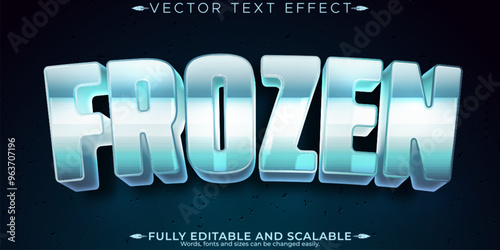 Ice text effect, editable iceberg and snow text style