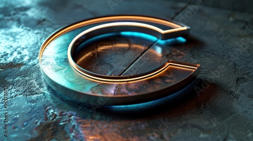 Sleek C emblem with a glowing, neon outline and metallic finish