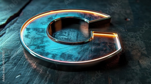 Sleek C emblem with a glowing, neon outline and metallic finish