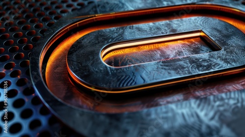 Sleek E emblem featuring a glowing neon outline and metallic finish