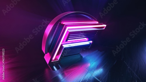 Sleek F emblem with a glowing neon effect and metallic sheen