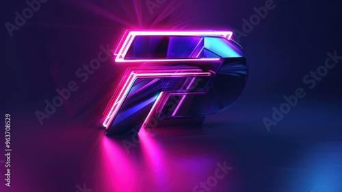 Sleek F emblem with a glowing neon effect and metallic sheen