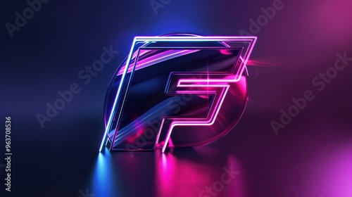 Sleek F emblem with a glowing neon effect and metallic sheen