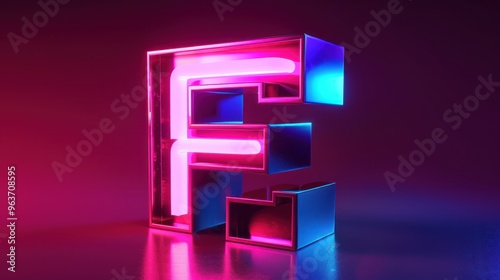 Sleek F emblem with a glowing neon effect and metallic sheen
