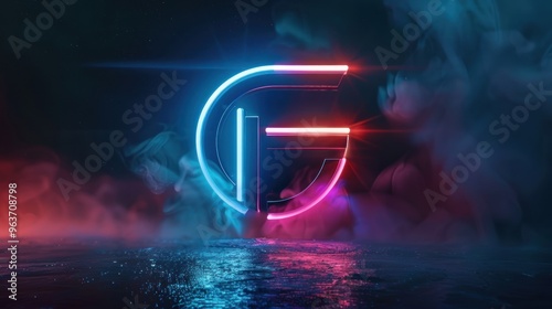Sleek F emblem with a glowing neon effect and metallic sheen