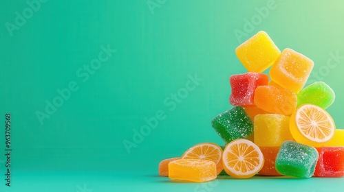 Citric acid in sour candies with bright colorful packaging