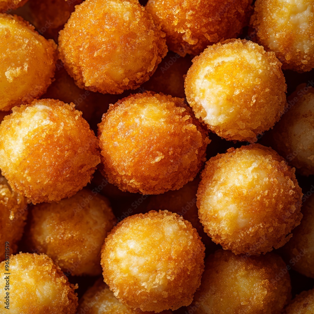 Crispy Golden Cheese Balls: Close-Up 4K Image Crispy Golden Cheese Balls: Close-Up 4K Image