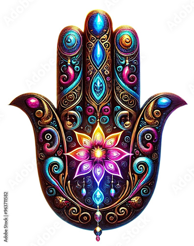 Hamsa Hand; isolated on transparent background PNG