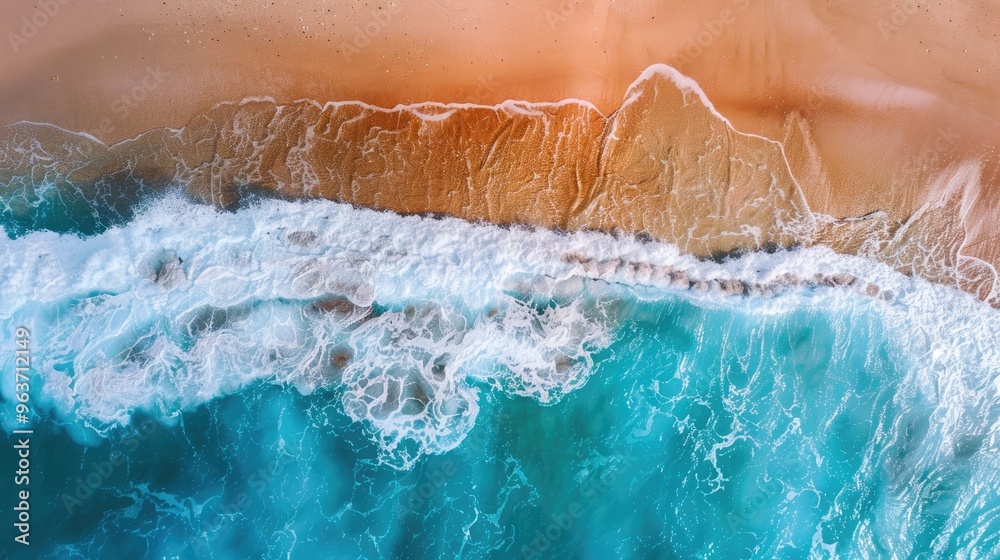 Fototapeta premium Stunning drone aerial view of vibrant tropical seashore