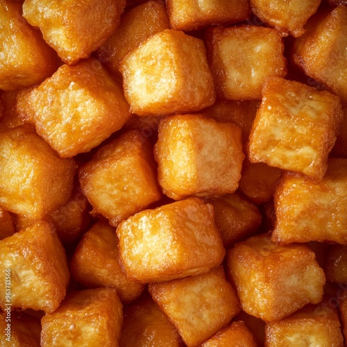 Crispy Golden Tofu Puffs: High-Resolution 4K Image