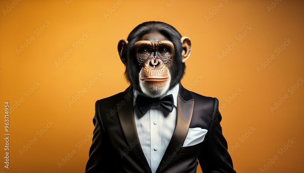 a chimpanzee in dinner jacket and tie a chimpanzee in dinner jacket and tie