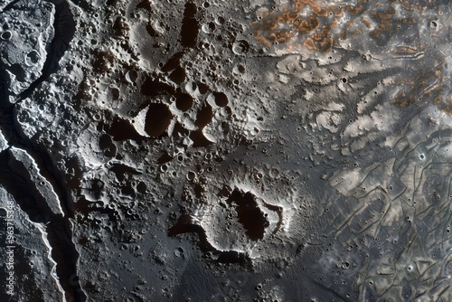 Detailed lunar surface showcasing craters and rugged terrain captured during a lunar exploration mission in the vast expanse of space