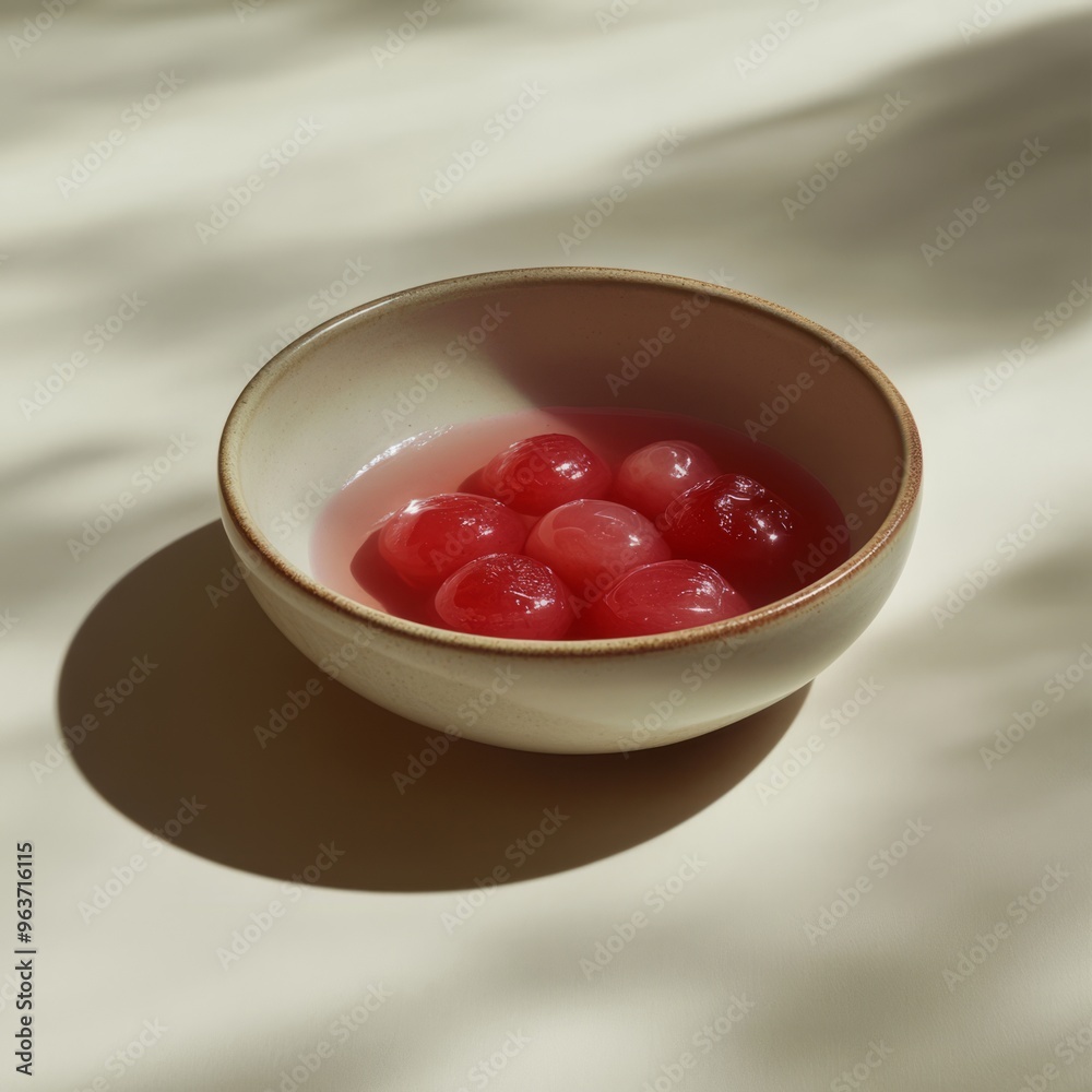 Creamy Jelly Dessert in Ceramic Dish with Soft Shadows Creamy Jelly Dessert in Ceramic Dish with Soft Shadows