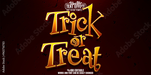 Trick editable text effect, customizable treat and halloween 3d font style