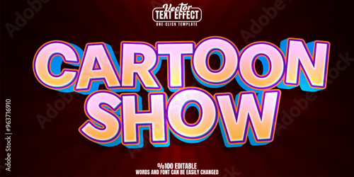 Cartoon editable text effect, customizable show and animation 3d font style