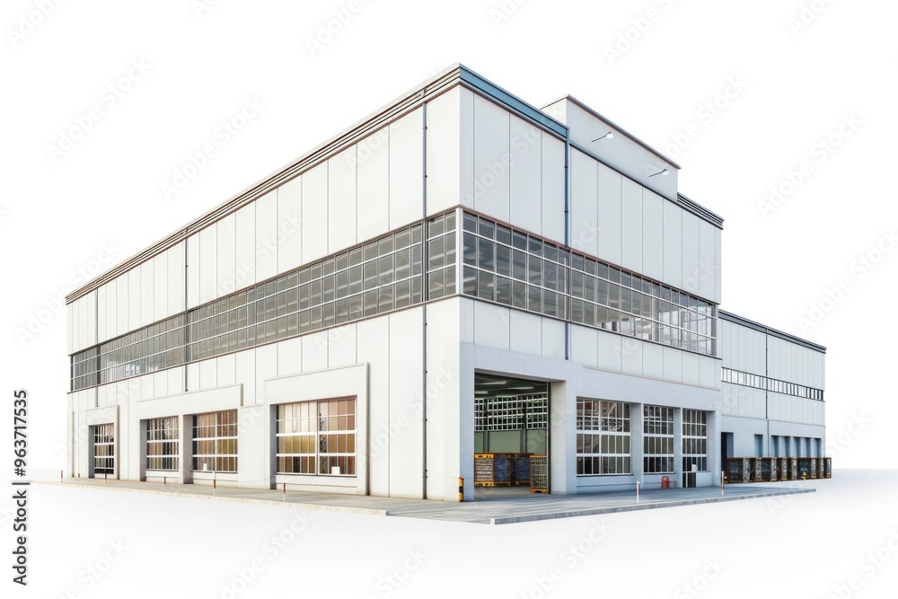 Obraz premium A modern office building with numerous windows and a flat roof