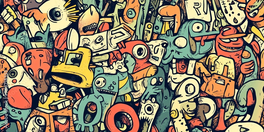 Colorful Doodle Monster Seamless Pattern Colorful Doodle Monster Seamless Pattern