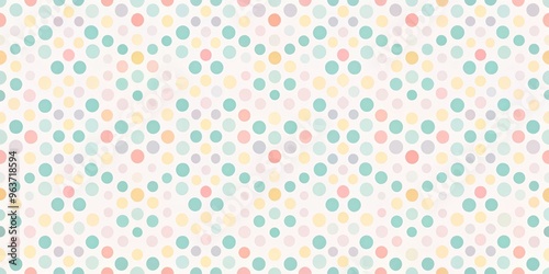 Pastel-colored dots and dashes arranged in a seemingly random pattern yet forming a cohesive and visually appealing texture with a soft, dreamy quality