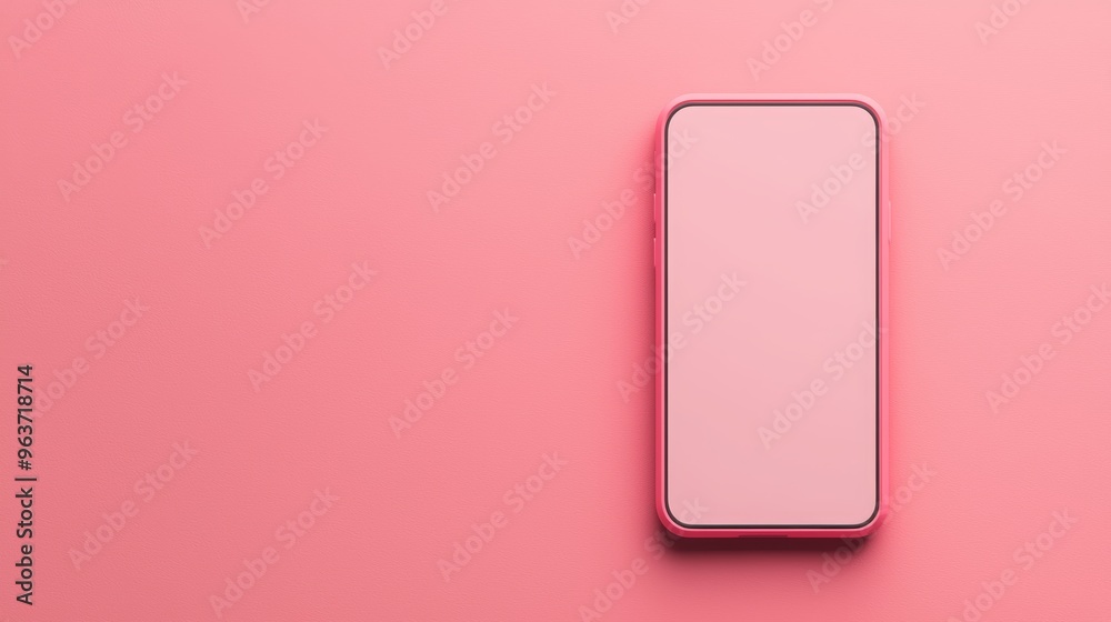 Minimalist Pink Mobile Phone Mockup on a Solid Background Minimalist Pink Mobile Phone Mockup on a Solid Background
