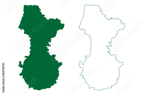 Bhopal district (Madhya Pradesh State, division, Republic of India) map vector illustration, scribble sketch Bhopal map