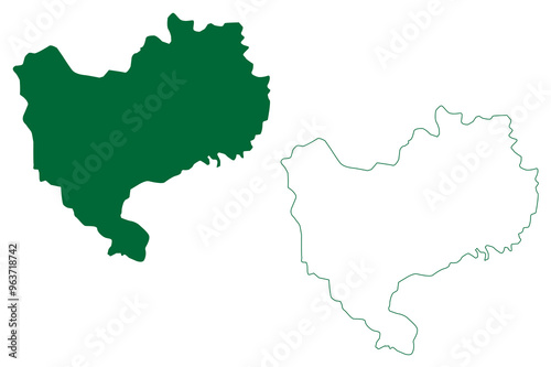 Bhiwani district (Haryana State, Republic of India) map vector illustration, scribble sketch Bhiwani map